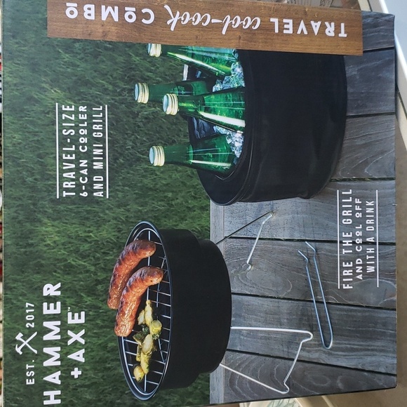 Hammer & Axe NWT Travel-Size 6-can Cooler and Mini Grill - Picture 1 of 5